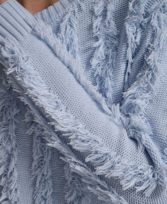 Petite Fringe Crewneck Sweater