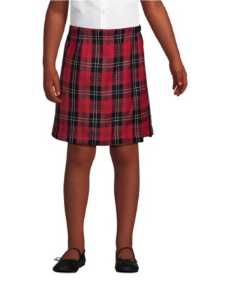Big Girls School Uniform Plaid A Line Tab Skort Top of Knee