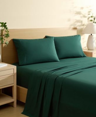 Solid Cotton Percale 4-Piece Sheet Set, Full