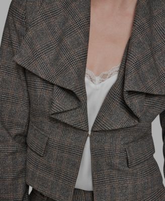 Women's Open Front Long Ruffle Collar Jacket