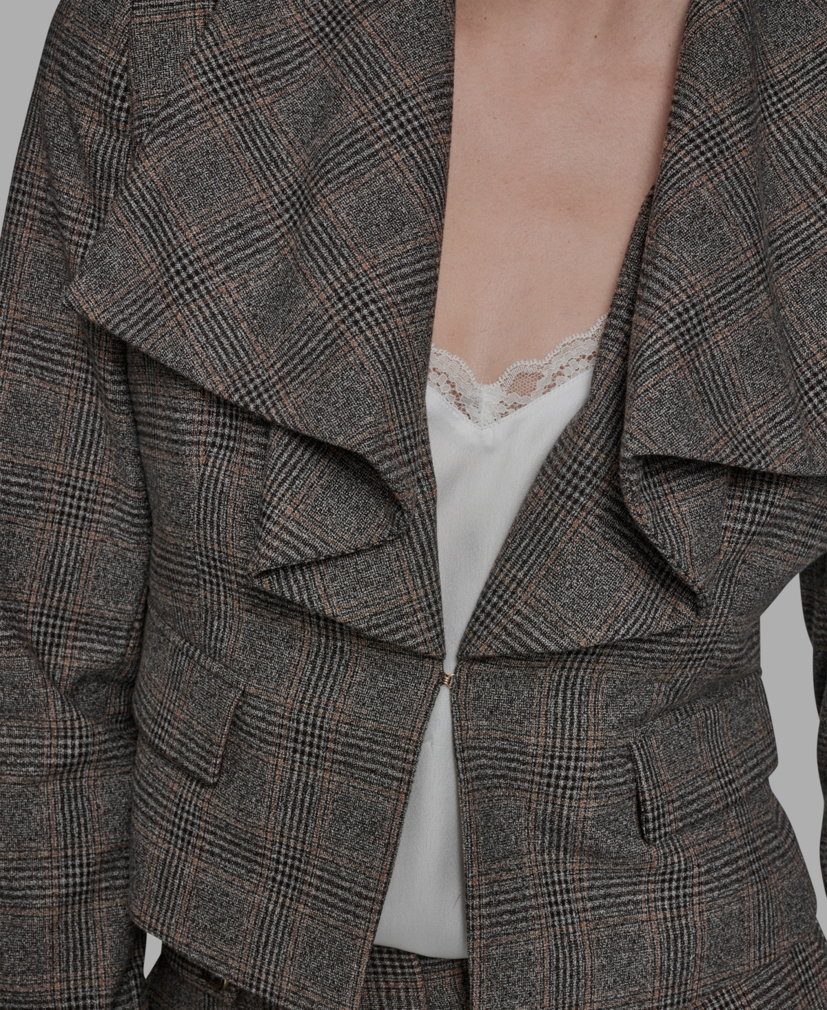 Bcbg Women's Open Front Long Ruffle Collar Jacket