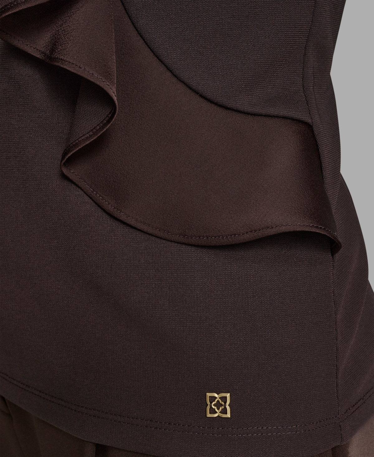 Bcbg Women's Sleeveless Ruffle Front Blouse In Brown