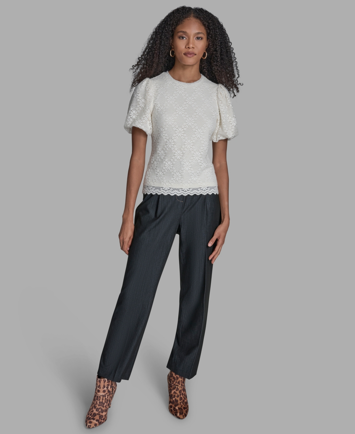 Bcbg Women's Short Sleeve Lace Blouse