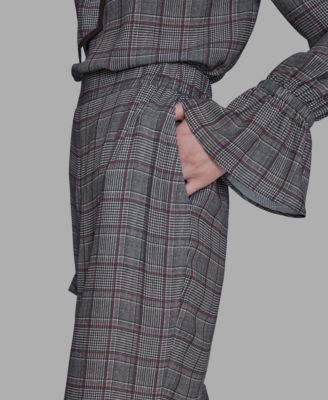Women's Plaid Wide-Leg Pants