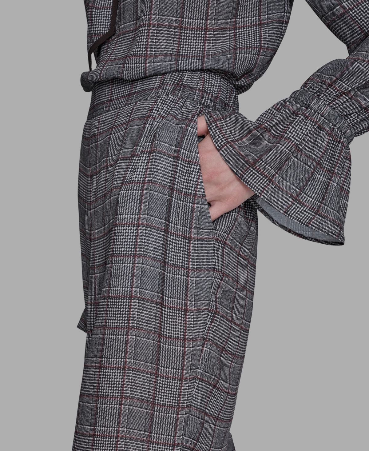 Bcbg Women's Plaid Wide-leg Pants In Gray