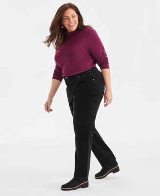 Plus Size High-Rise Straight-Leg Corduroy Pants, Macy's Exclusive