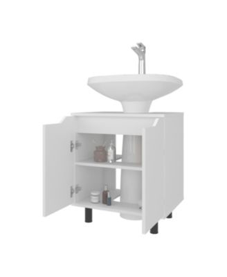 Londres Bathroom Vanity Cabinet for Pedestal Sink – Freestanding Storage Unit with Double Doors, Internal Shelves, and Open Back Design for Small Spaces,White