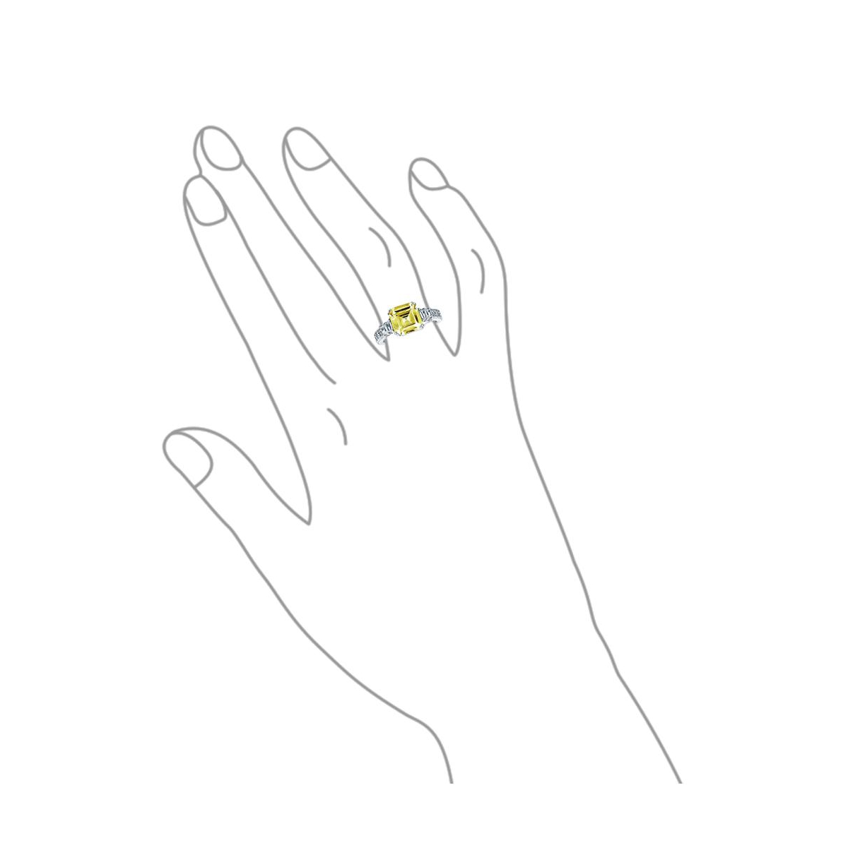 Bling Jewelry Art Deco Style 2CT Yellow Cubic Zirconia Square Asscher Cut Promise Ring Cz Baguettes Side Stone Sterling Silver