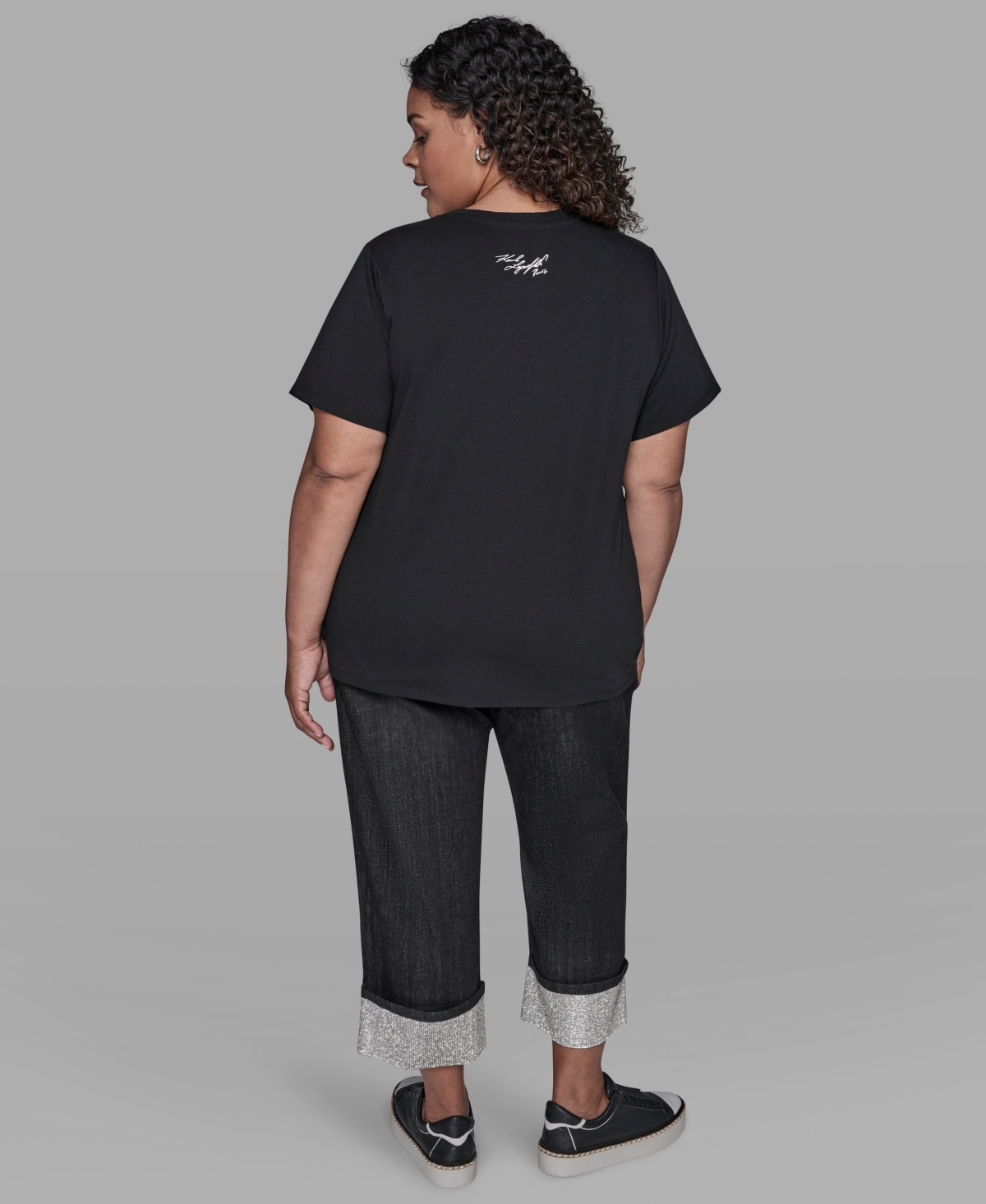 Karl Lagerfeld Plus Size Crystal T-shirt In Black