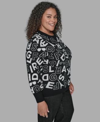 Plus Size Scatter Letters Sweater