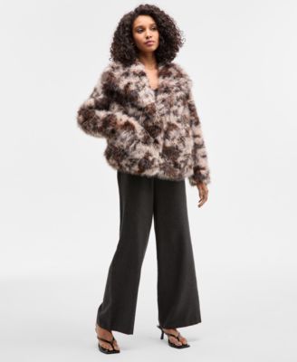 Women's Calico Faux-Fur Jacket, Macy's Exclusive
