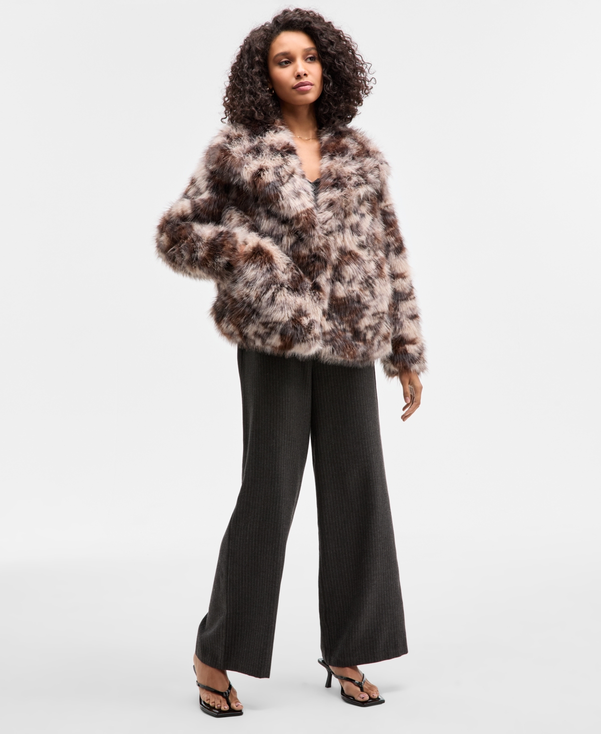 Bar Iii Women's Calico Faux-Fur Jacket, Macy's Exclusive
