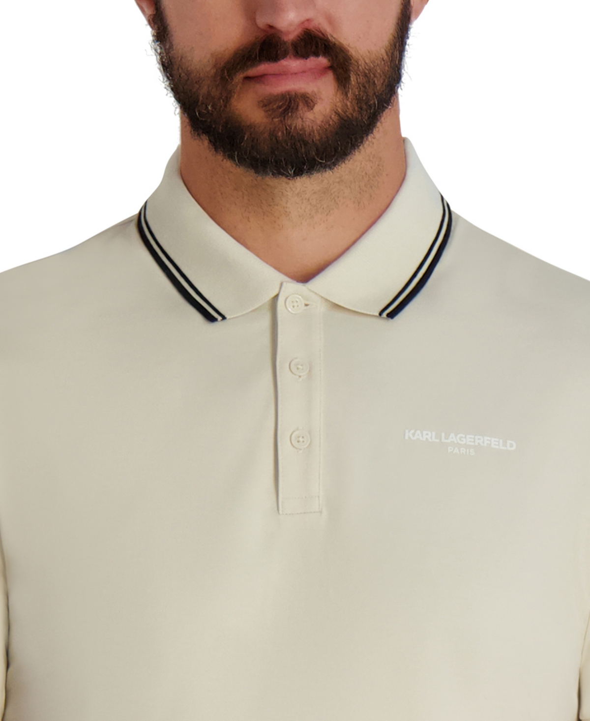 Karl Lagerfeld Men's Spread Collar T-shirt In White