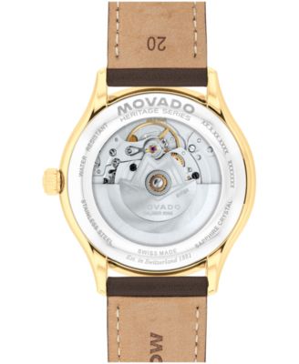 Men's Calendoplan Swiss Automatic Chocolate Leather Watch, 40mm