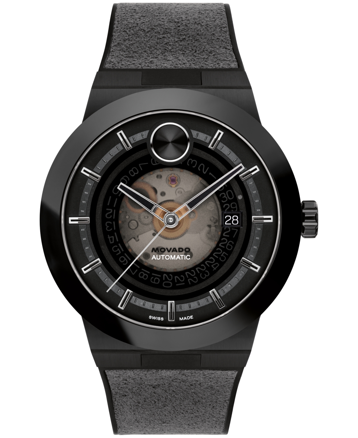 Movado Men's Bold Fusion Automatic Swiss Auto Black Silicone Watch, 43.50mm