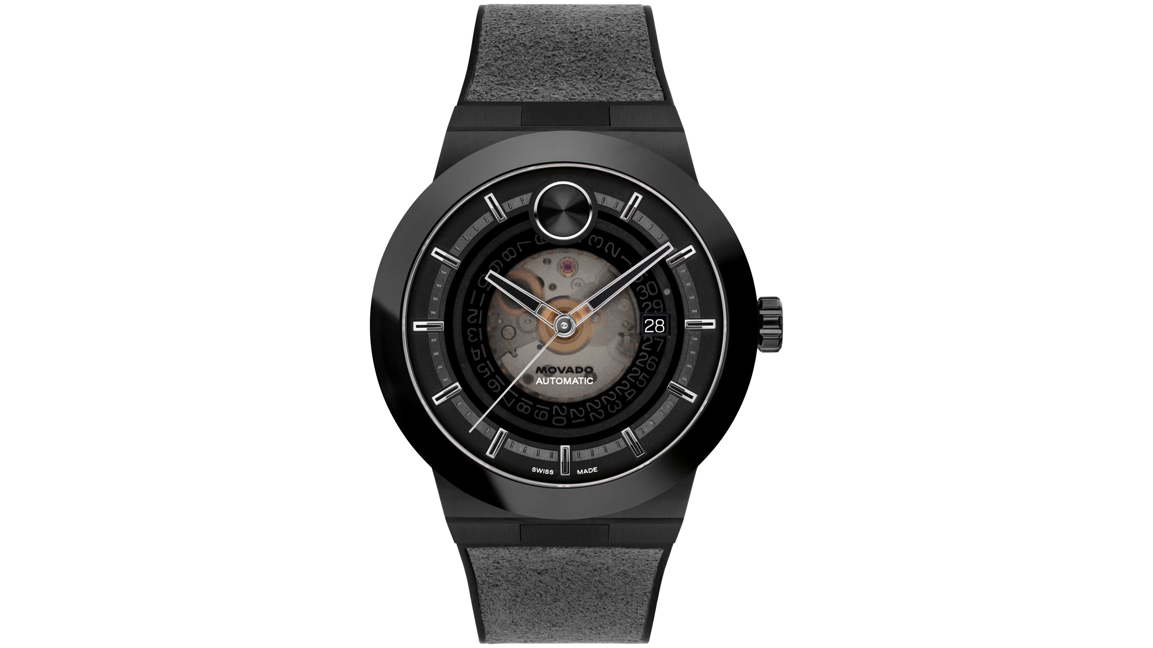 Movado Men's Bold Fusion Automatic Swiss Auto Black Silicone Watch, 43.50mm