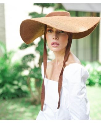 Lola Wide Brim Jute Straw Hat In Havana Brown