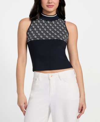 GUESS - Women's Lise 4G Logo Sleeveless Sweater Top