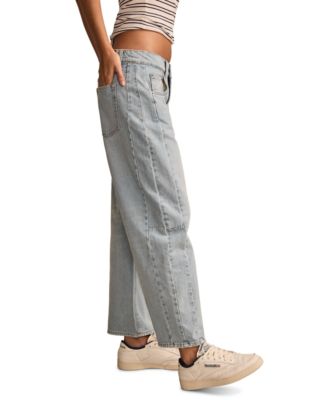 Women's Distressed High Rise Barrel-Leg Jeans