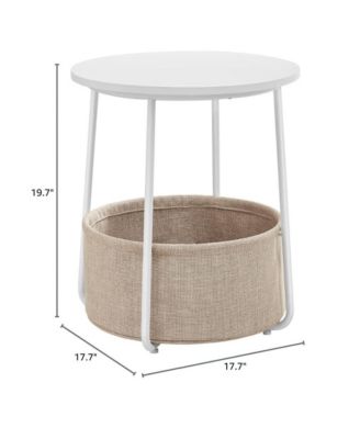 Round Side Table with Fabric Basket