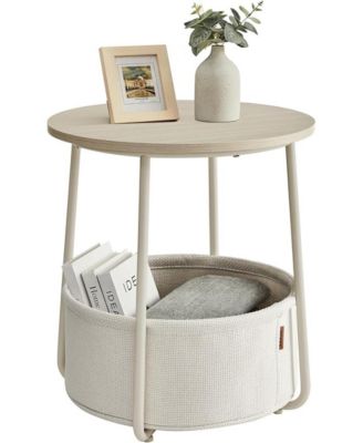 Round Side Table with Fabric Basket