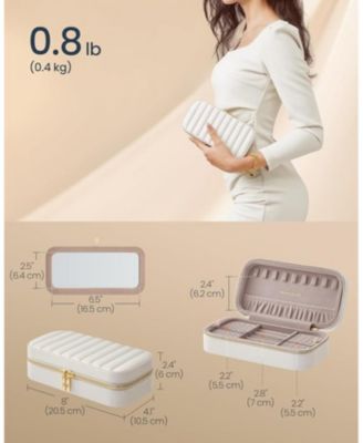Travel Jewelry Case – Compact Jewelry Box with Mirror, Cloud White