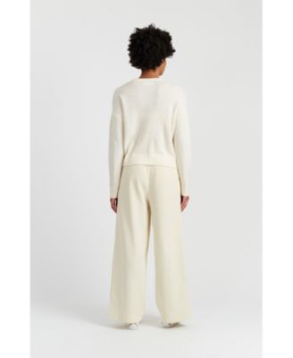 Women's Wool-Cashmere Velvet Bow Cardigan