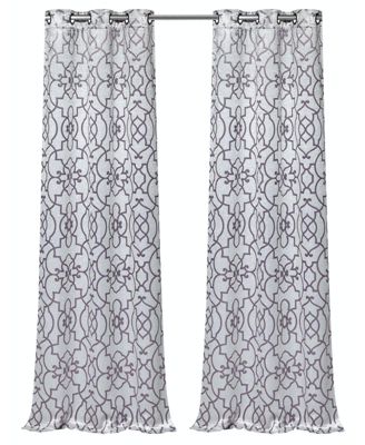 Living 2 Pack Reversible Geometric Room Darkening Grommet Curtains - 38 in. W x 84 in. L,