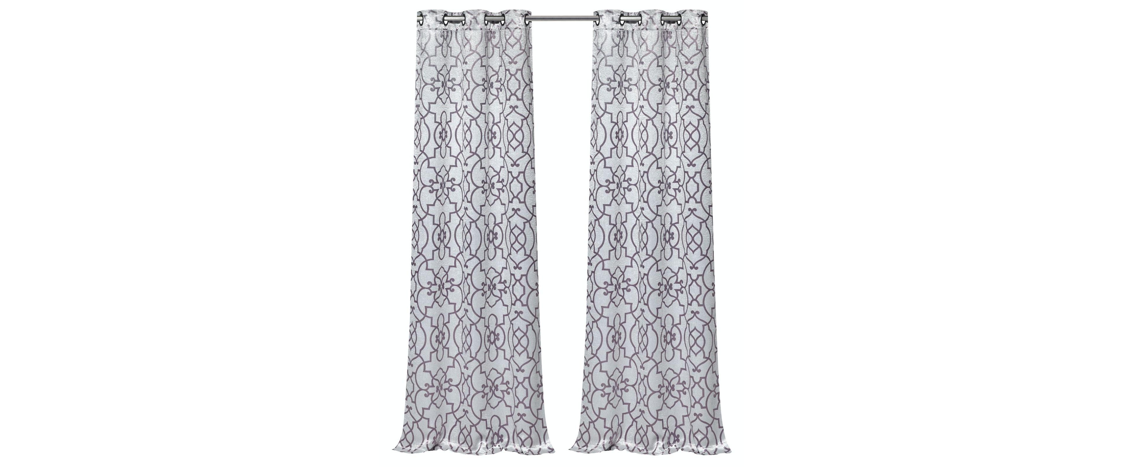 Kate Aurora Living 2 Pack Reversible Geometric Room Darkening Grommet Curtains - 38 in. W x 84 in. L, Lavender/Purple