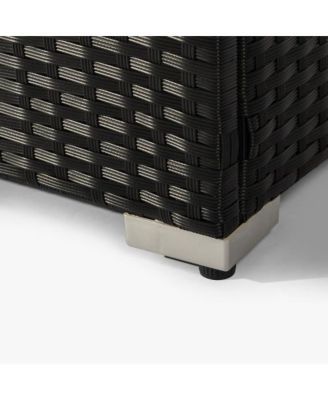 32 Inch Rectangular Wicker Fire Pit Table with 50000 BTU Burner and Ceramic Top