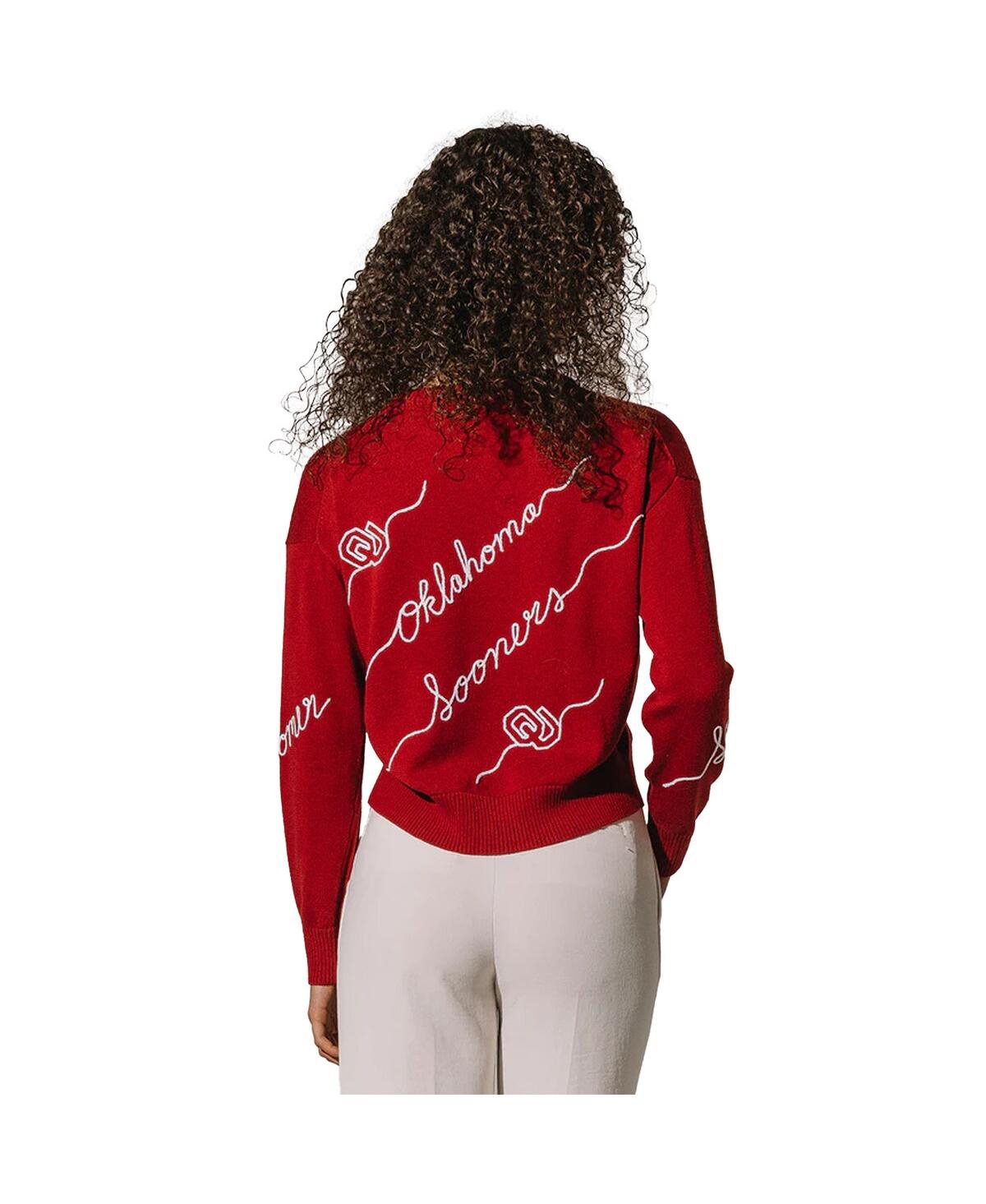 Kadyluxe Women's Crimson Oklahoma Sooners Love Note Embroidered Pullover Sweater In Red