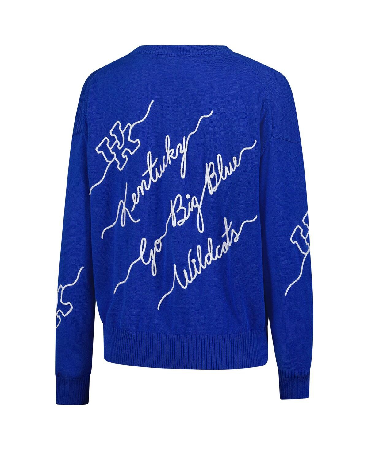 Kadyluxe Royal Kentucky Wildcats Love Note Embroidered Pullover Sweater In Blue