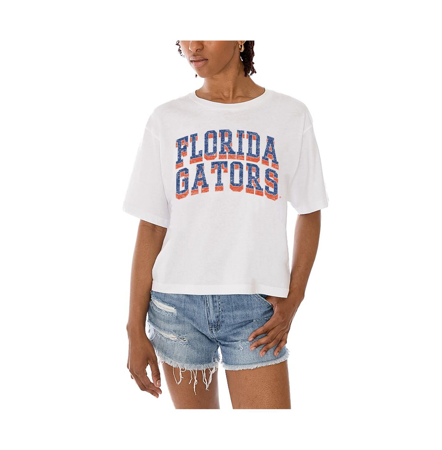 Женская футболка Gameday Couture White Florida Gators Claim To Fame Boxy Cropped — фото 4