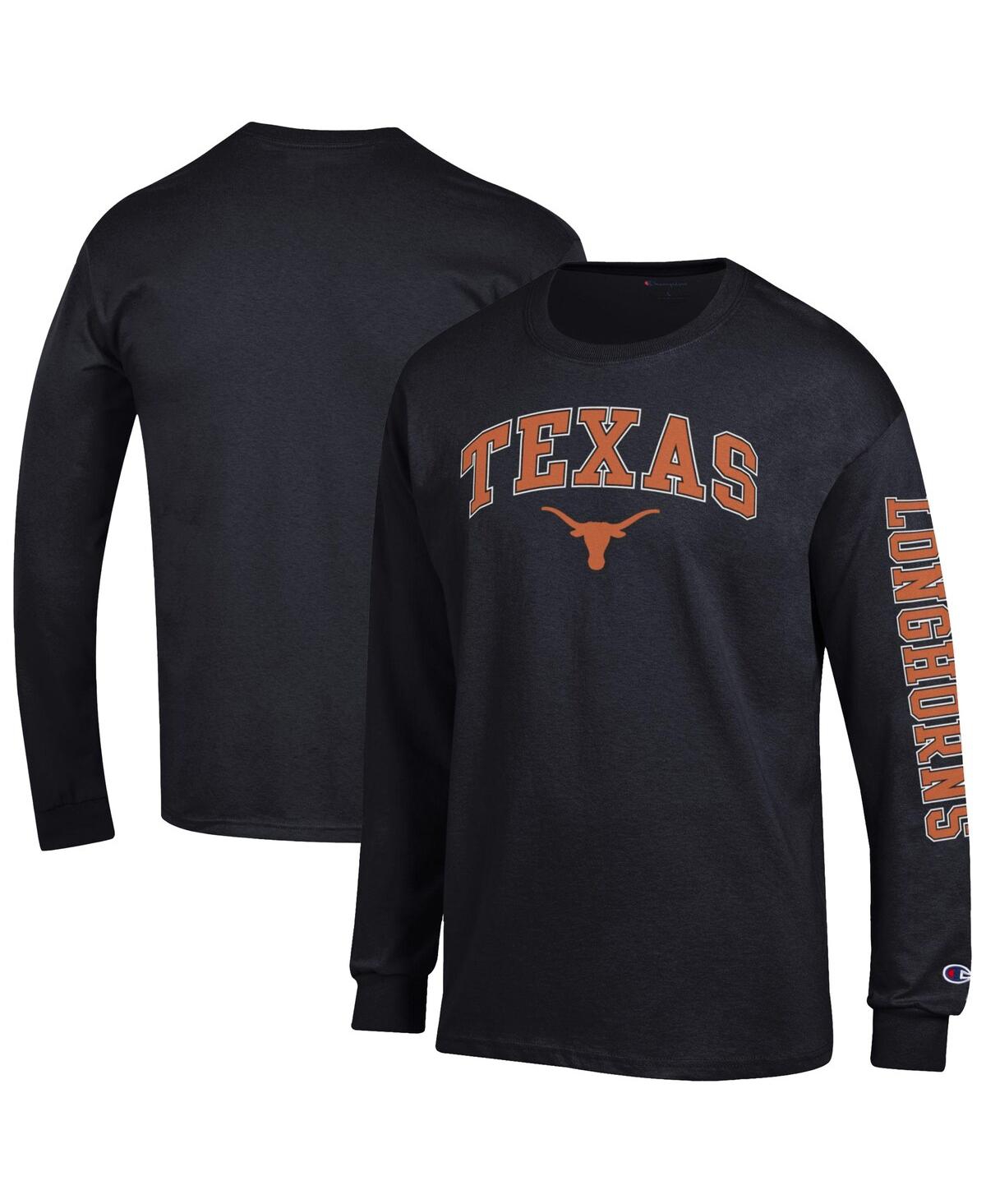 Champion Men's Texas Orange Texas Longhorns Arch Over Logo 2-Hit Long Sleeve T-Shirt - Black