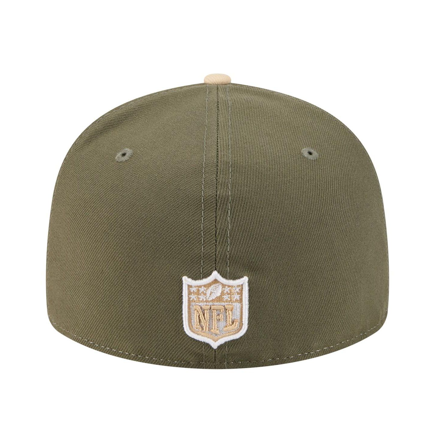 Мужские головные уборы New Era Light Beige/Olive Green Bay Packers Two-Tone Color Pack Split Panel 59FIFTY Fitted Hat — фото 2