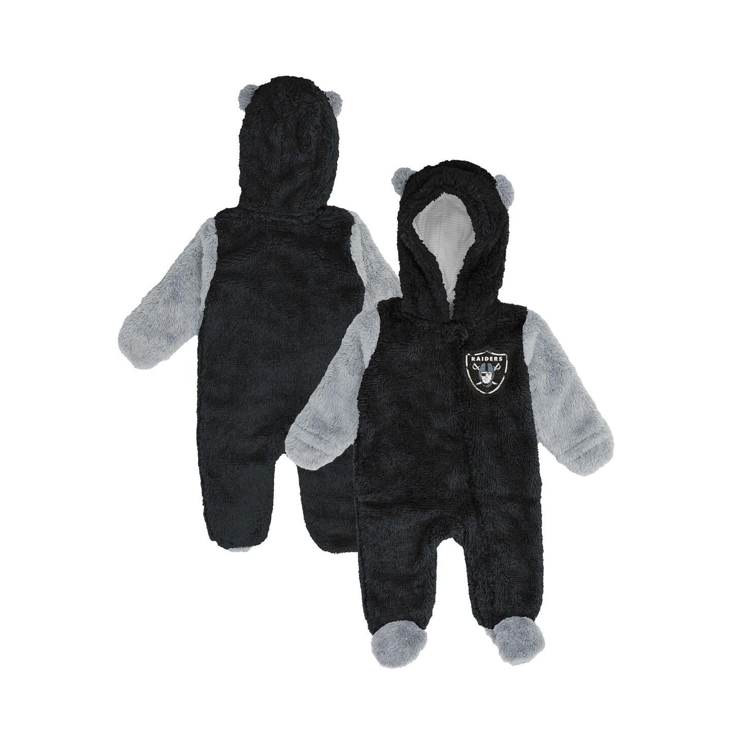 Outerstuff Baby Boys and Girls Black Las Vegas Raiders Stay Napping Fleece Bunting Full-Zip Sleeper — фото 1