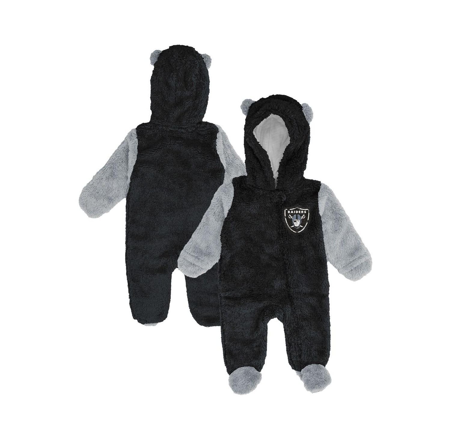 Baby Boys and Girls Black Las Vegas Raiders Stay Napping Fleece Bunting Full-Zip Sleeper