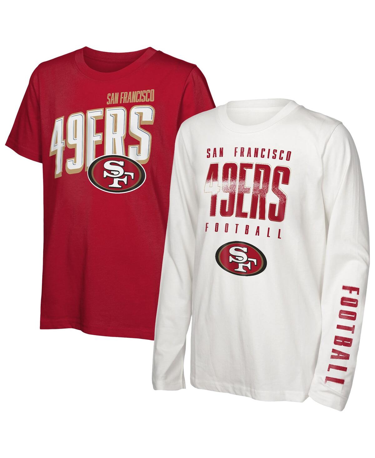 Outerstuff Big Boys And Girls San Francisco 49ers The Mix Combo T-shirt Set In Red