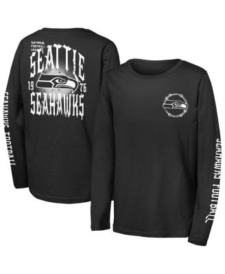 Outerstuff - Big Boys and Girls Black Seattle Seahawks Rumble Long Sleeve T-Shirt