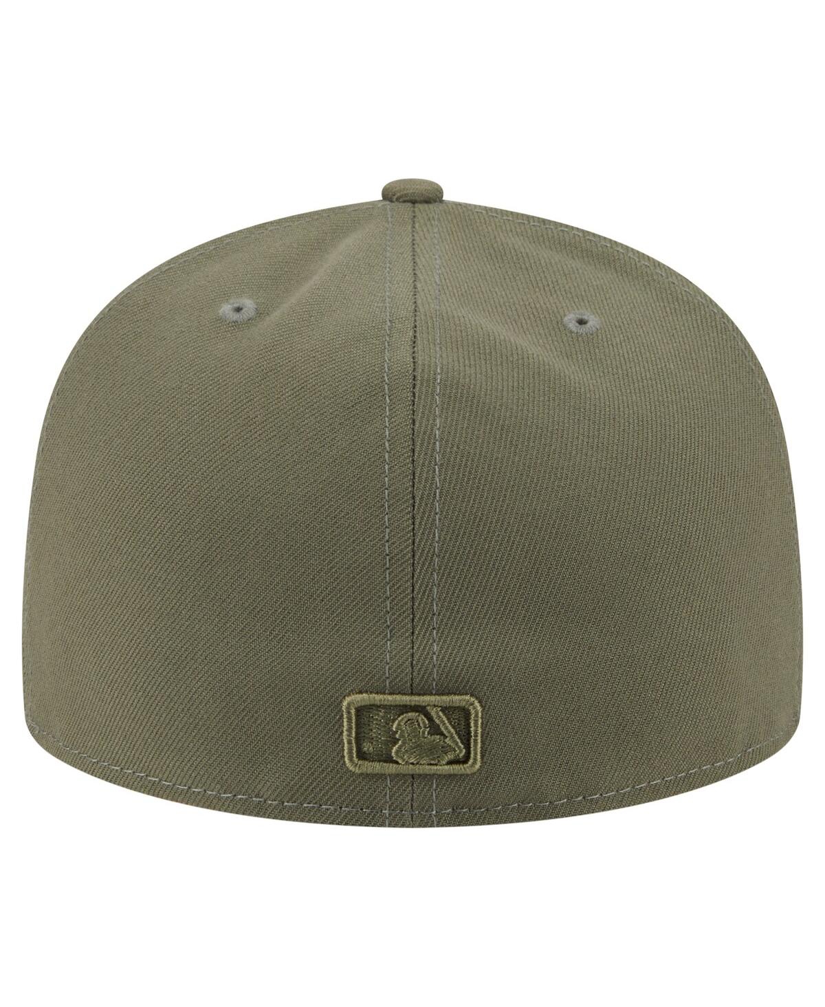 New Era Men's Olive Miami Marlins Color Pack A-frame 59fifty Fitted Hat In Green