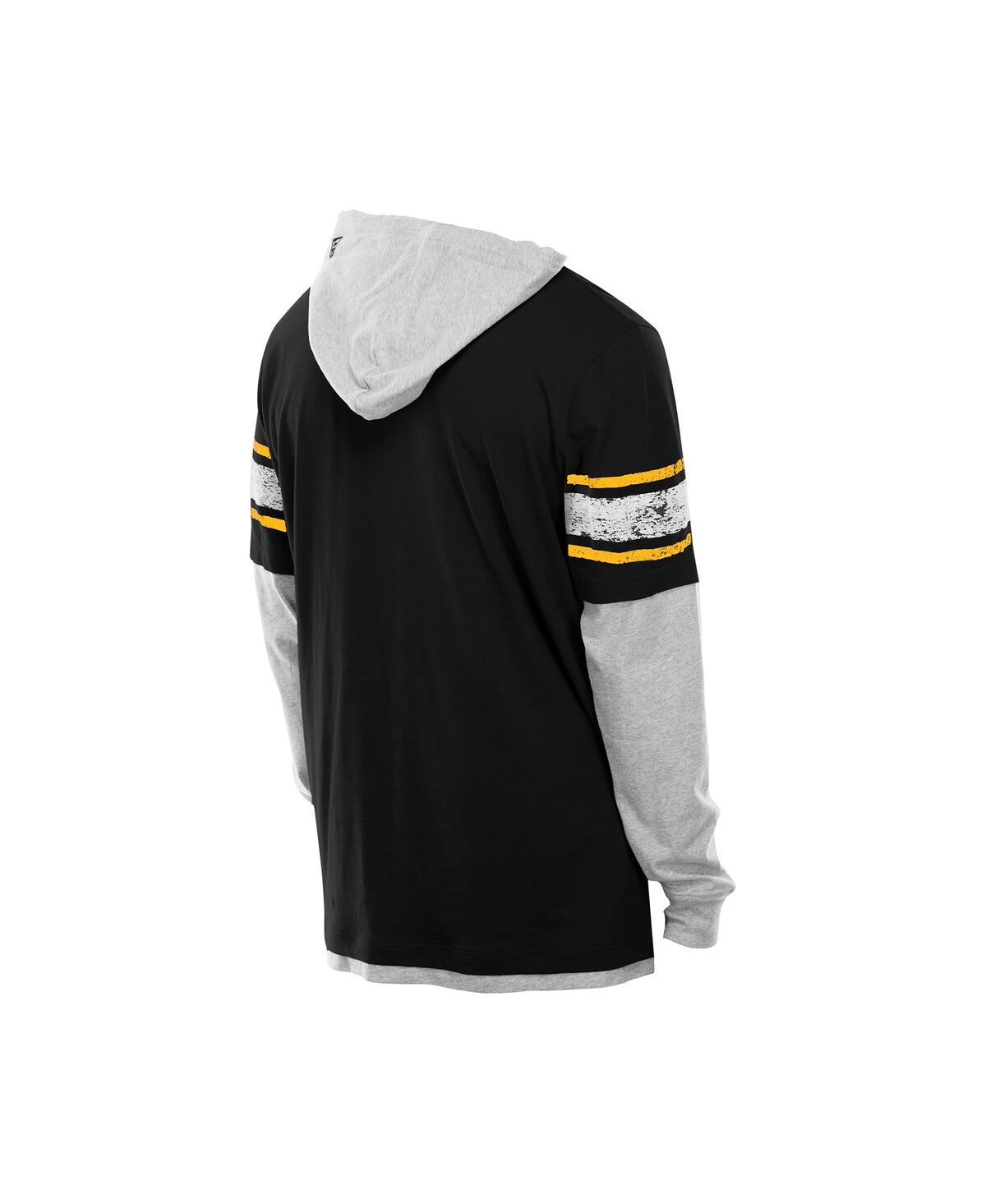 New Era Men's Black Pittsburgh Steelers Twofer Layered Long Sleeve Hoodie T-shirt In Black