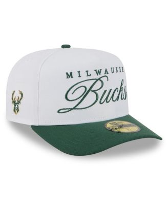 New Era - Men's White/Hunter Green Milwaukee Bucks 2025 NBA Draft A-Frame 59FIFTY Fitted Hat