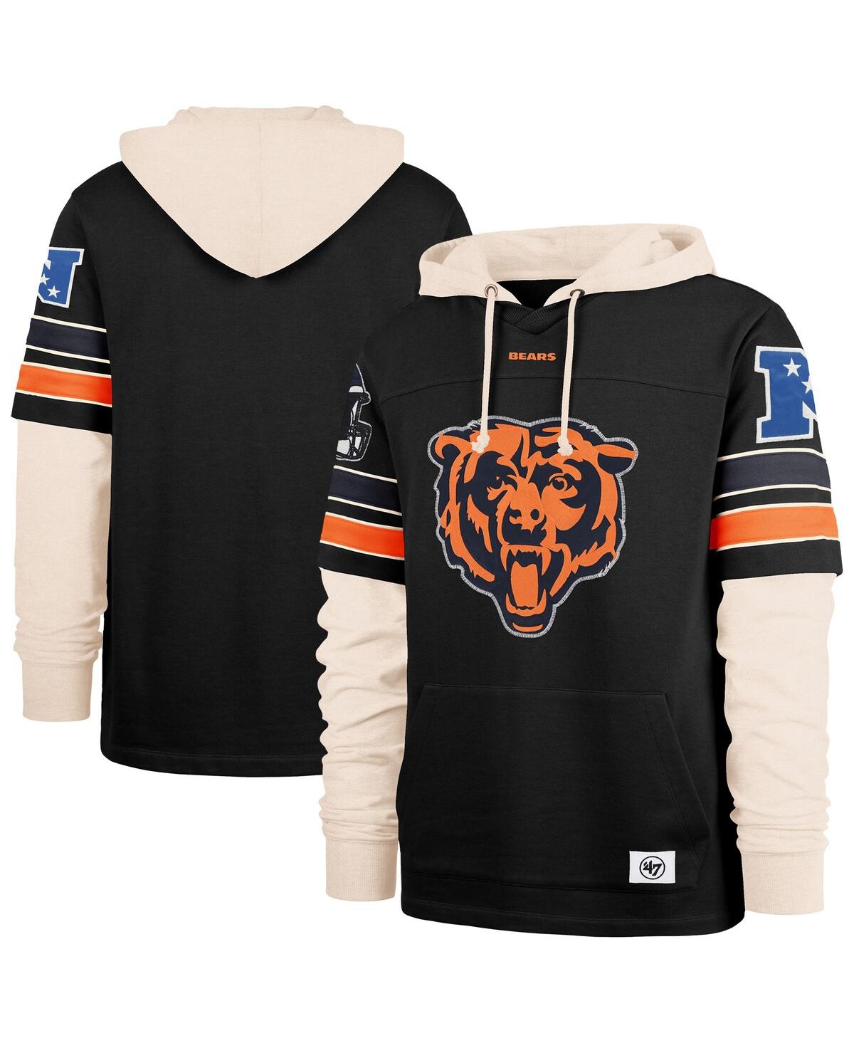 47 Brand Men's Black Chicago Bears Split Zone Cornerback Duo Hoodie In Black