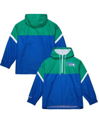 Mitchell & Ness - Men's Green/Royal Seattle Seahawks Tie Breaker Vintage Logo Lightweight Anorak Half-zip Windbreaker