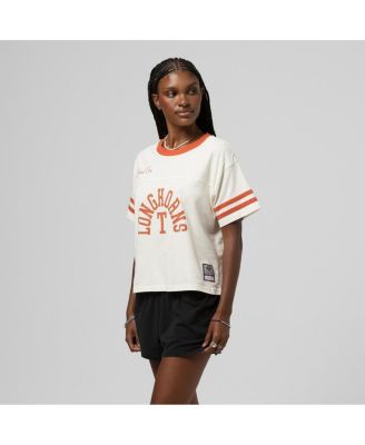 Mitchell & Ness - Women's Cream Texas Longhorns Cropped Ringer T-Shirt
