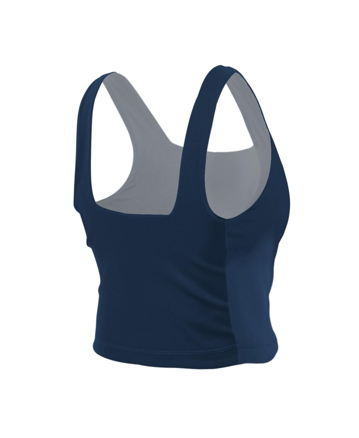 New Era Women's Navy/gray Dallas Cowboys Reversible Cropped Sport Classics Tank Top In Blue