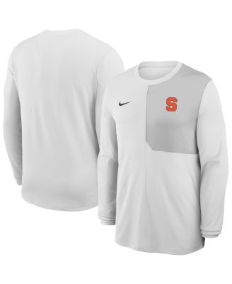 Nike - Men's White Syracuse Orange 2025 Sideline Coach UV Dri-FIT Long Sleeve Shirt