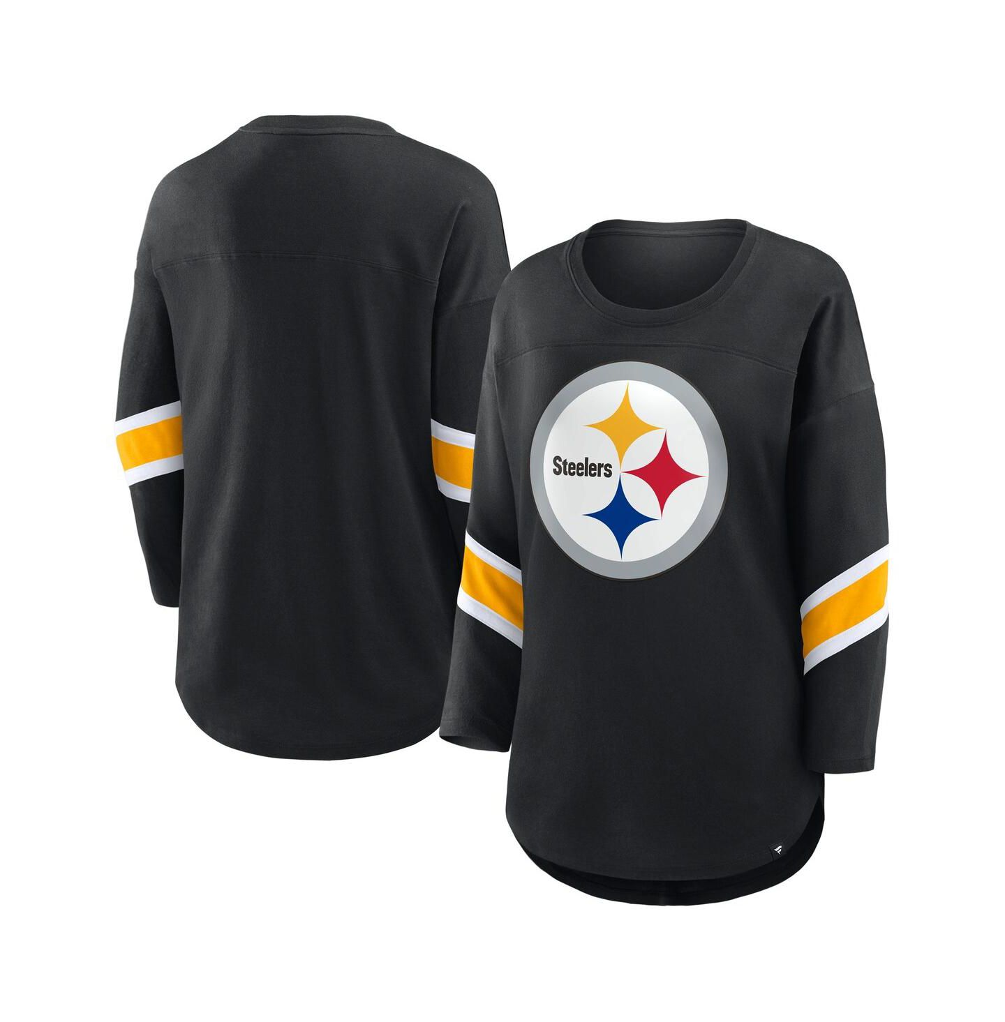 Женская футболка Fanatics Black Pittsburgh Steelers Plus Size Redzone 3/4-Sleeve — фото 1