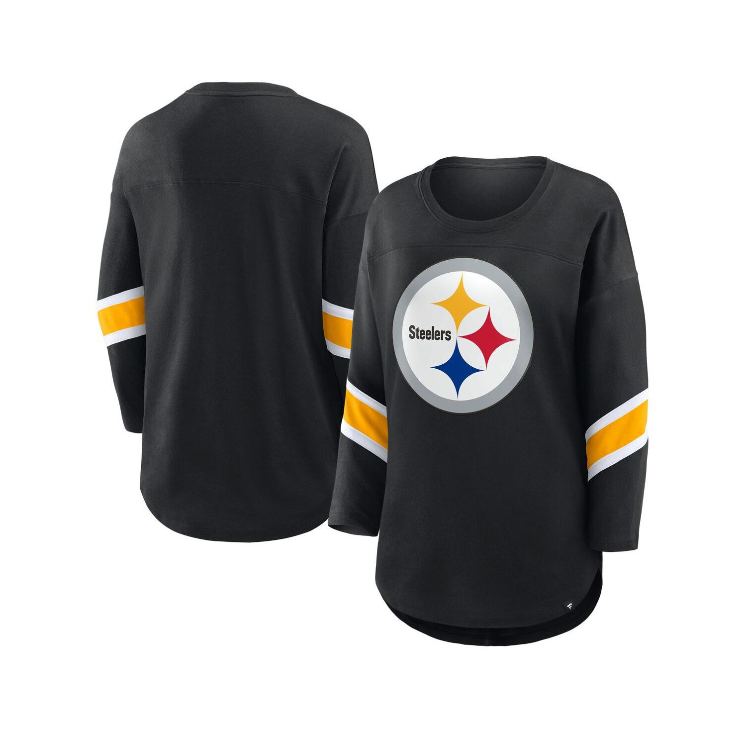 Women's Black Pittsburgh Steelers Plus Size Redzone 3/4-Sleeve T-Shirt