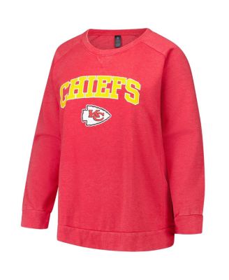 Women's Red Kansas City Chiefs Acid Wash Raglan Pullover Sweatshirt